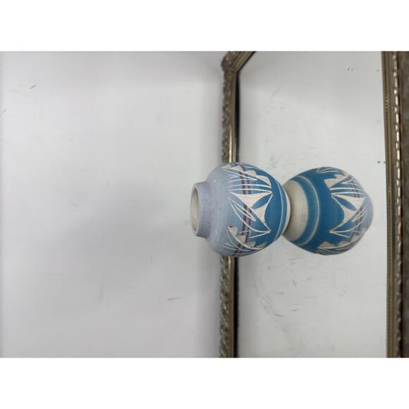 Vintage Miniature Vase Mesa Verde hand made native american indian blue bowl - Picture 2 of 9